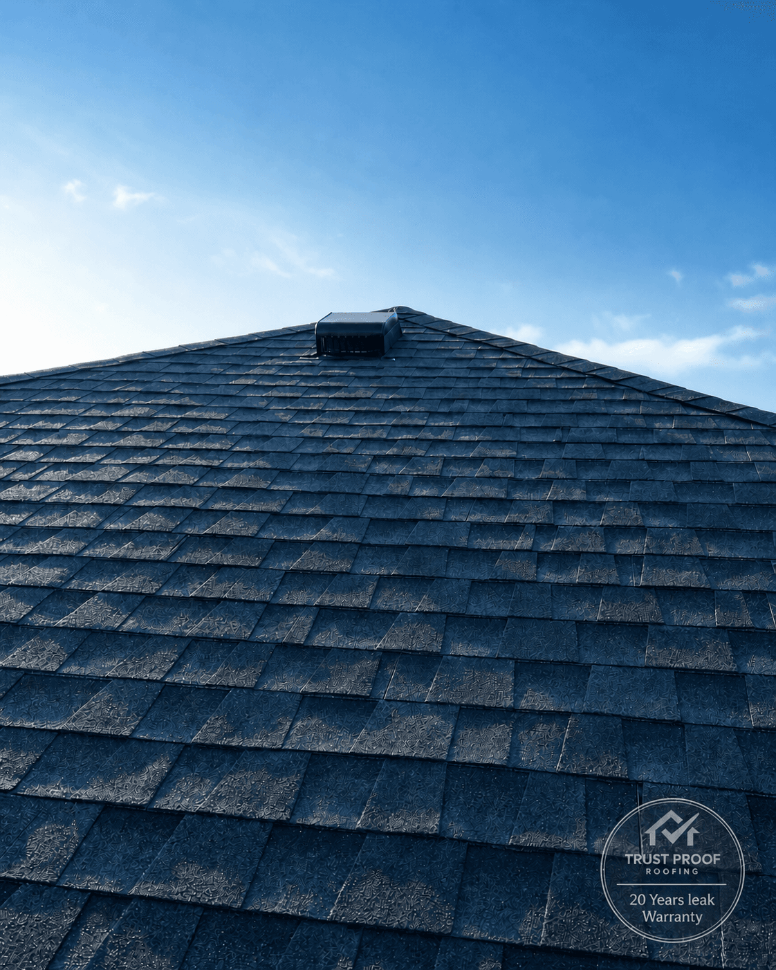 Architectural asphalt shingle close-up after CT roof repair